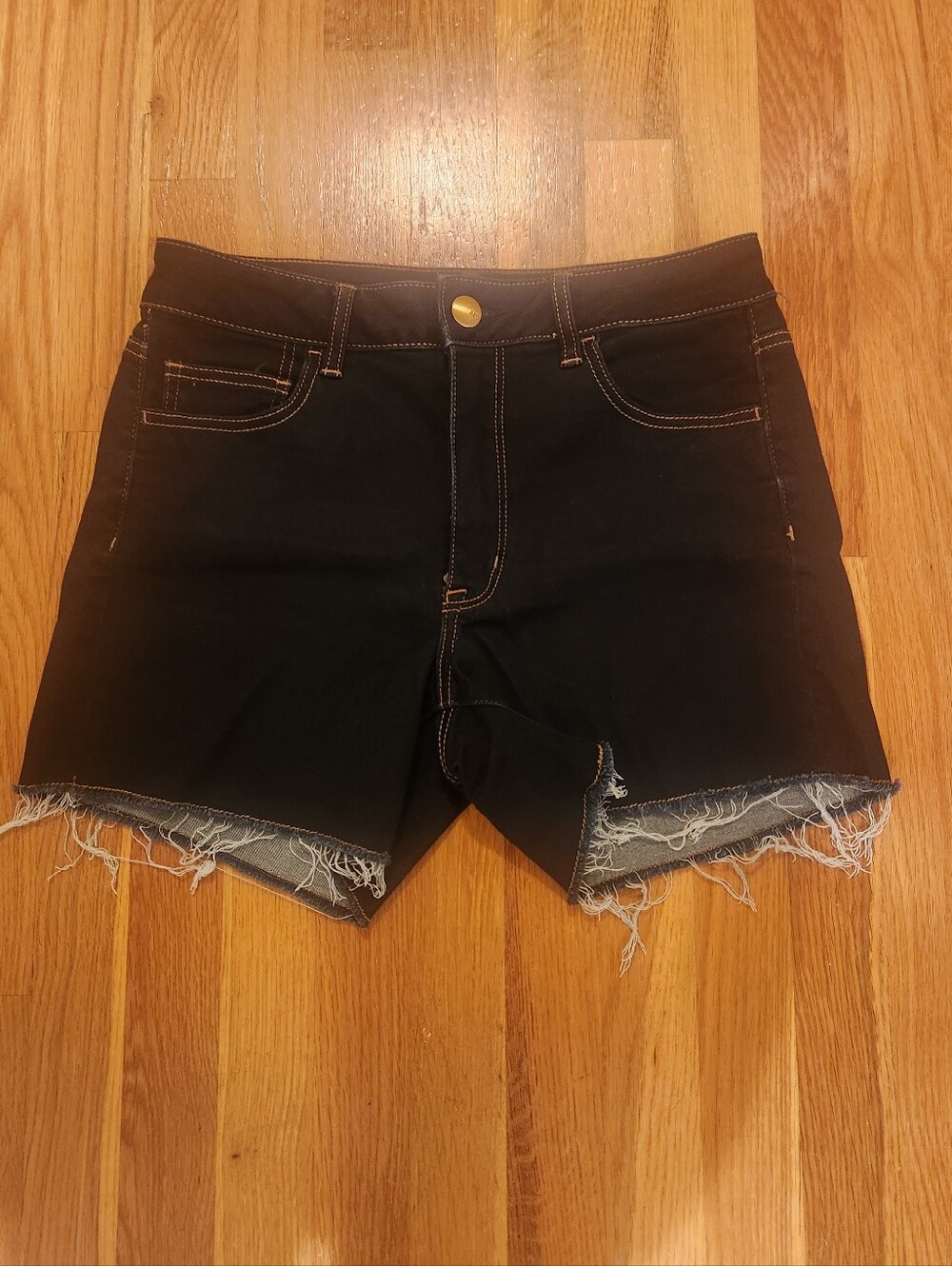 AEO darkwash Hi Rise Shortie Cutoffs 12